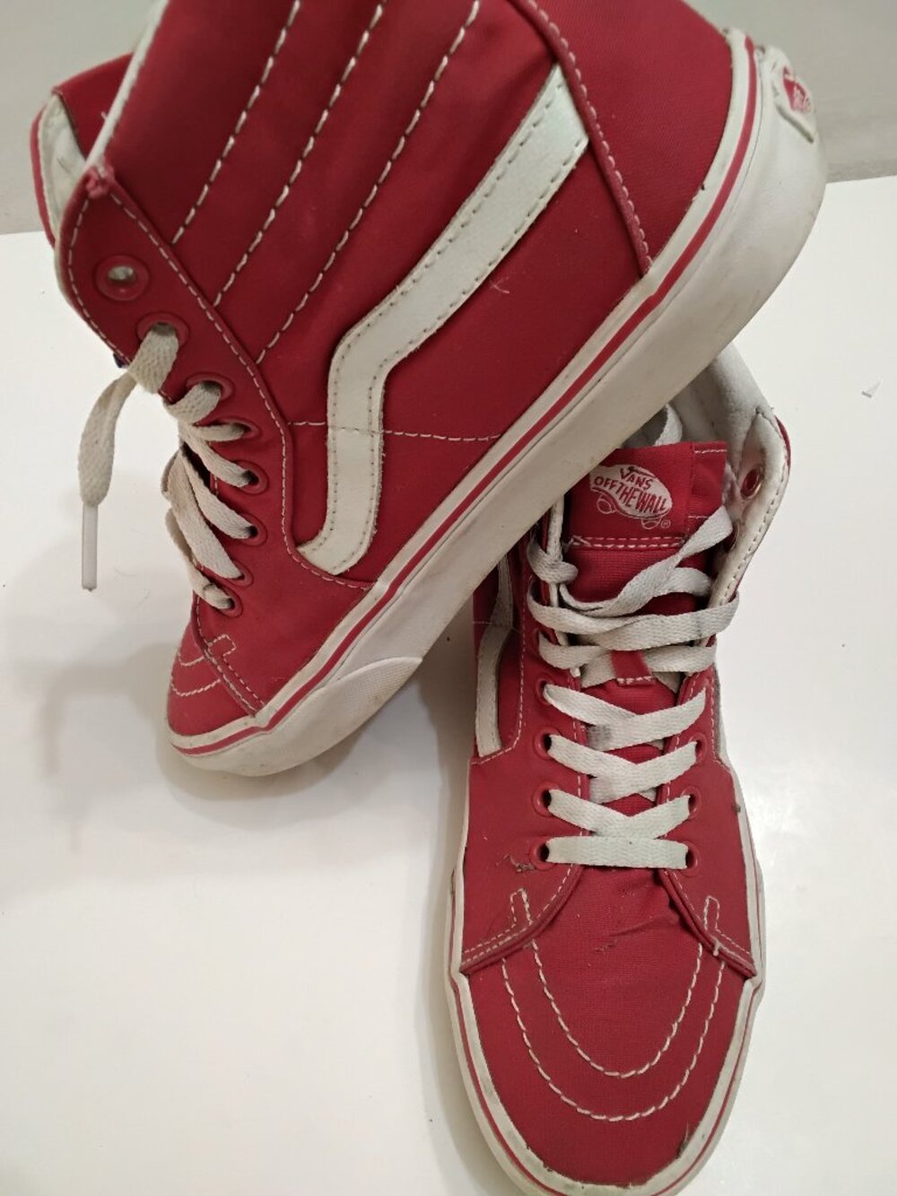 Vans Sk8-Hi High-Top Sneakers - Racing Red / True White Men's 7.0 / Women's 8.5